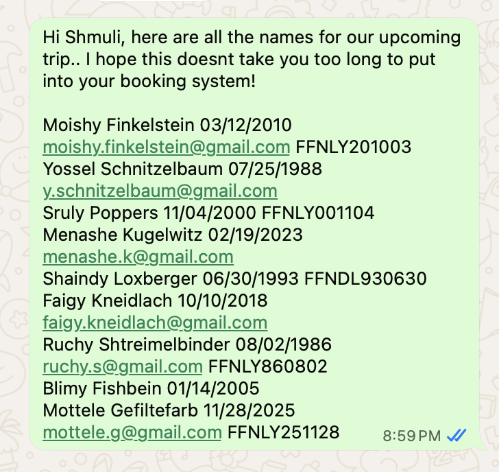 Paste passenger list